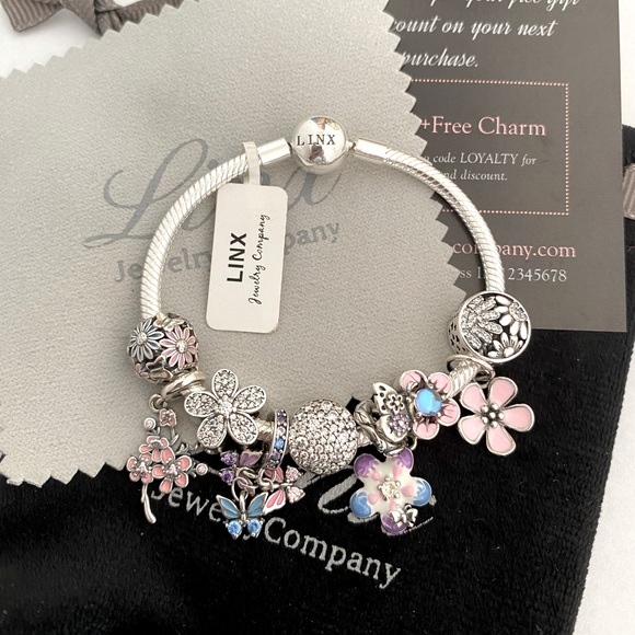 Linx Snake Chain Bracelet with Purple Pale Pink and Baby Blue